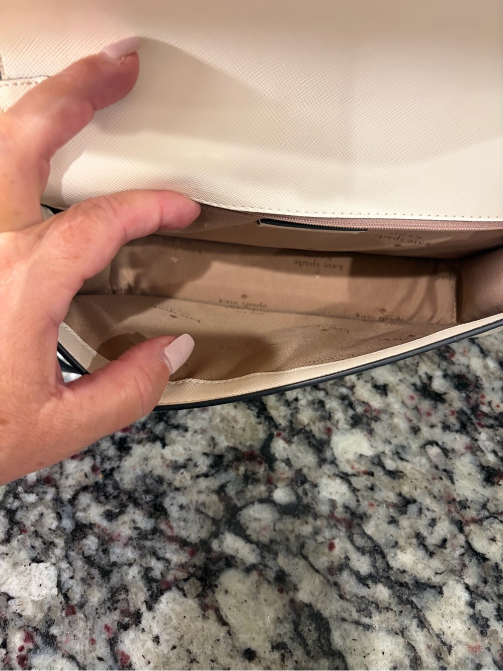 kate spade Blush, Cream & Black Colorblock Crossbody with Gold Chain Strap NWOT - Picture 6 of 6